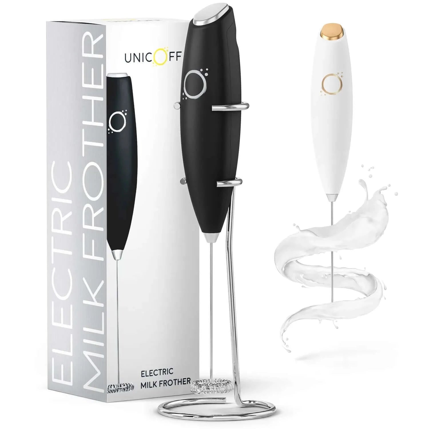Unicoff Black Milk Frother - Premium Frothing Power for Perfectly frothed Milk, Milk Frother, Milk Frothers & Steamers, Unicoff